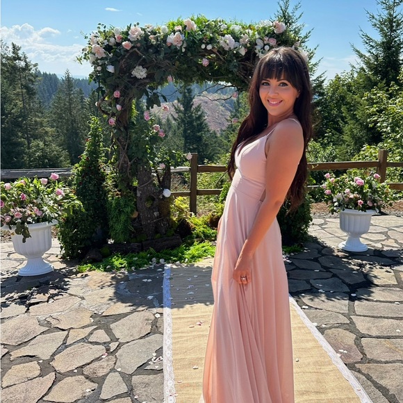 Lulus Romantic Ways Blush Pink Lace Button Up Back Dress - Picture 4 of 11